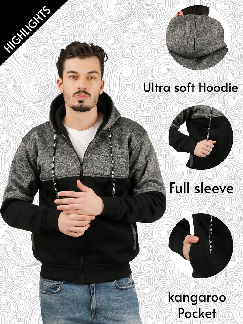 fanideaz Men'S Cotton Full Sleeve Hoodie With Zip_Grindle Black_XL, Regular - Image 2