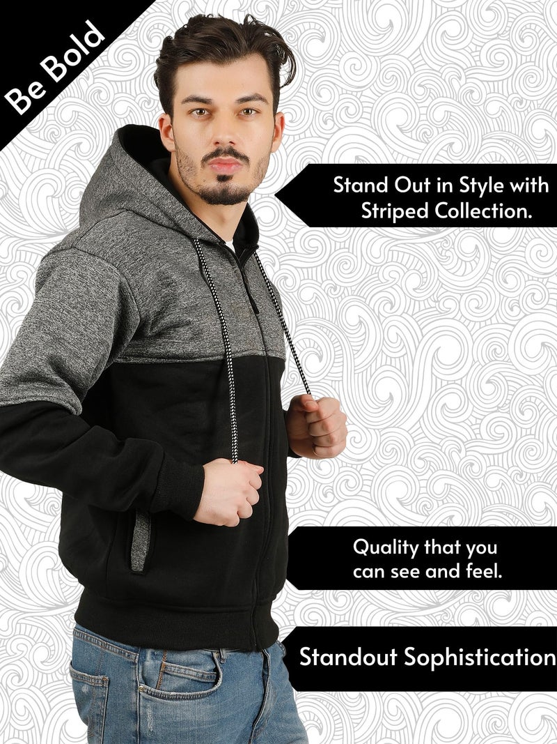 fanideaz Men'S Cotton Full Sleeve Hoodie With Zip_Grindle Black_XL, Regular - Image 3
