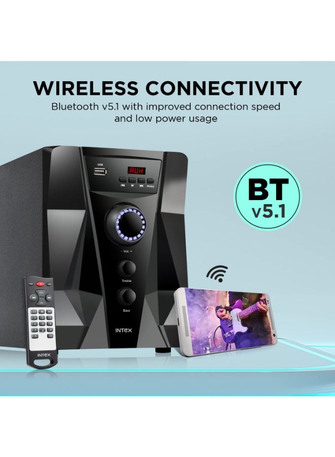 INTEX Renewed -  2.1 Crystal FMUB Multimedia Speaker with Bluetooth/AUX/USB/FM - Image 3
