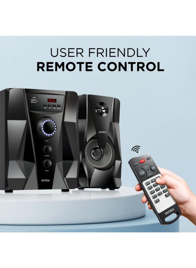 INTEX Renewed -  2.1 Crystal FMUB Multimedia Speaker with Bluetooth/AUX/USB/FM - Image 2
