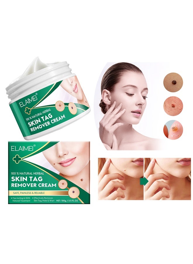 Elaimei Skin Tag Remover Cream,Fast And Effective Skin Tag Remover Cream And Painless Natural Formula, Smoothes Skin Gentle Fast Acting Gel Wart Removal For Plantar Wart Flat Warts And Corns, 100 % Natural He - Image 1