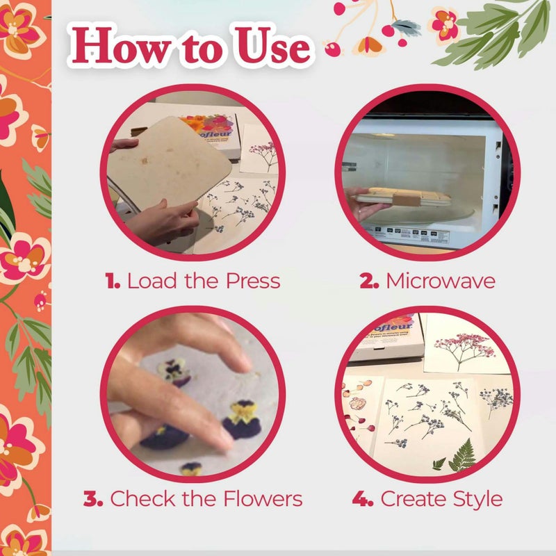 Microfleur - Max Microwave Flower Press Refill Pack - Floral Art Crafting Accessory, Creative Pressing, DIY Handicrafts Creations for Plant Lovers, Replacement Washable Cotton Liners - 9" (23 cm) - Image 3