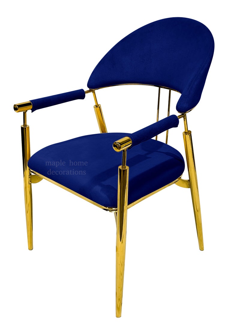 MAPLE HOME DECORATION Maple Home Contemporary Metal Dining Chairs Armrest Golden Metal Legs Kitchen Living Event Furniture  - Image 1