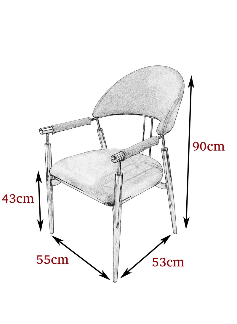 Maple Home Contemporary Metal Dining Chairs Armrest Golden Metal Legs Kitchen Living Event Furniture