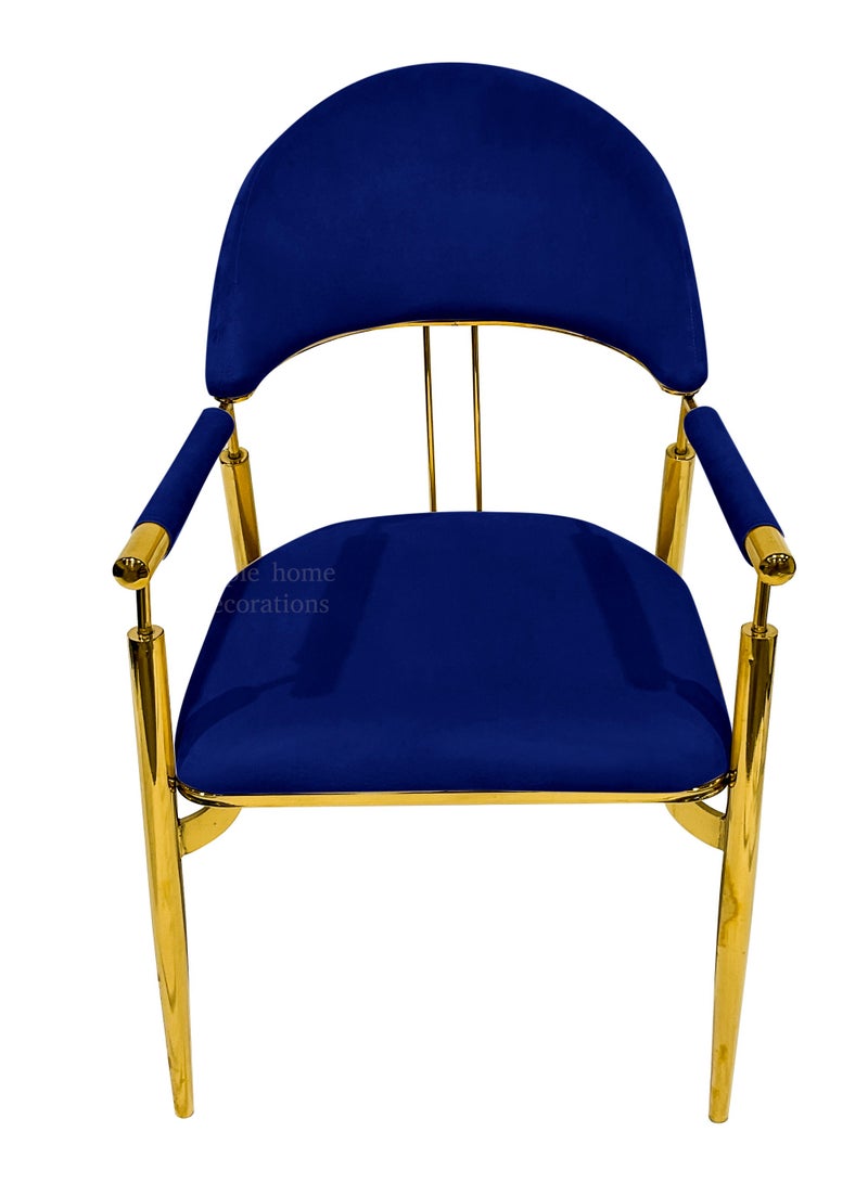 MAPLE HOME DECORATION Maple Home Contemporary Metal Dining Chairs Armrest Golden Metal Legs Kitchen Living Event Furniture  - Image 2