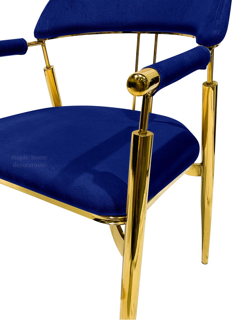 MAPLE HOME DECORATION Maple Home Contemporary Metal Dining Chairs Armrest Golden Metal Legs Kitchen Living Event Furniture  - Image 4