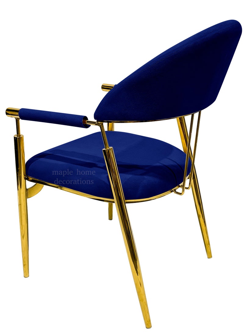 MAPLE HOME DECORATION Maple Home Contemporary Metal Dining Chairs Armrest Golden Metal Legs Kitchen Living Event Furniture  - Image 3