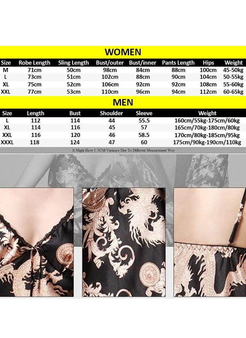 MARGOUN Bathrobe Men's XXXL Bath Robe Dressing Gown Comfortable Sleepwear Silk Lovers Long Special Style Sleeves Nightgown Dressing Gown Dragon Pattern Red  - Image 5