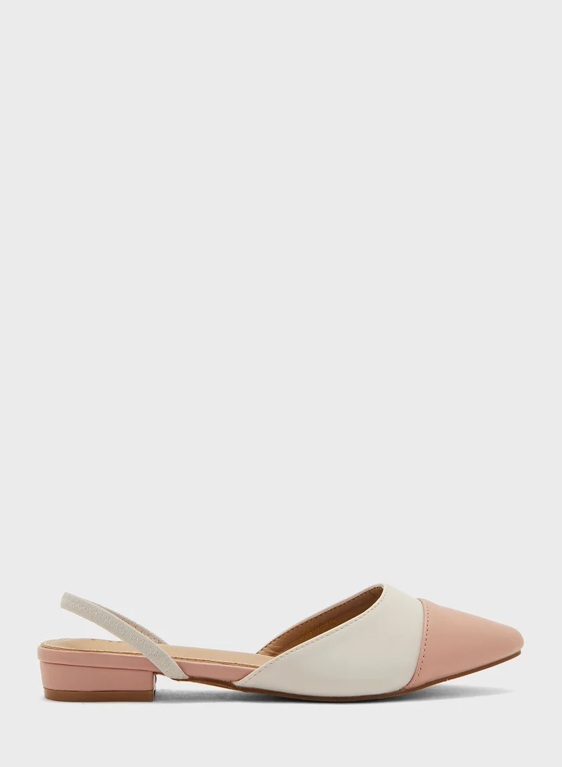 ELLA Colour Block Strap Pointed Flat Shoe