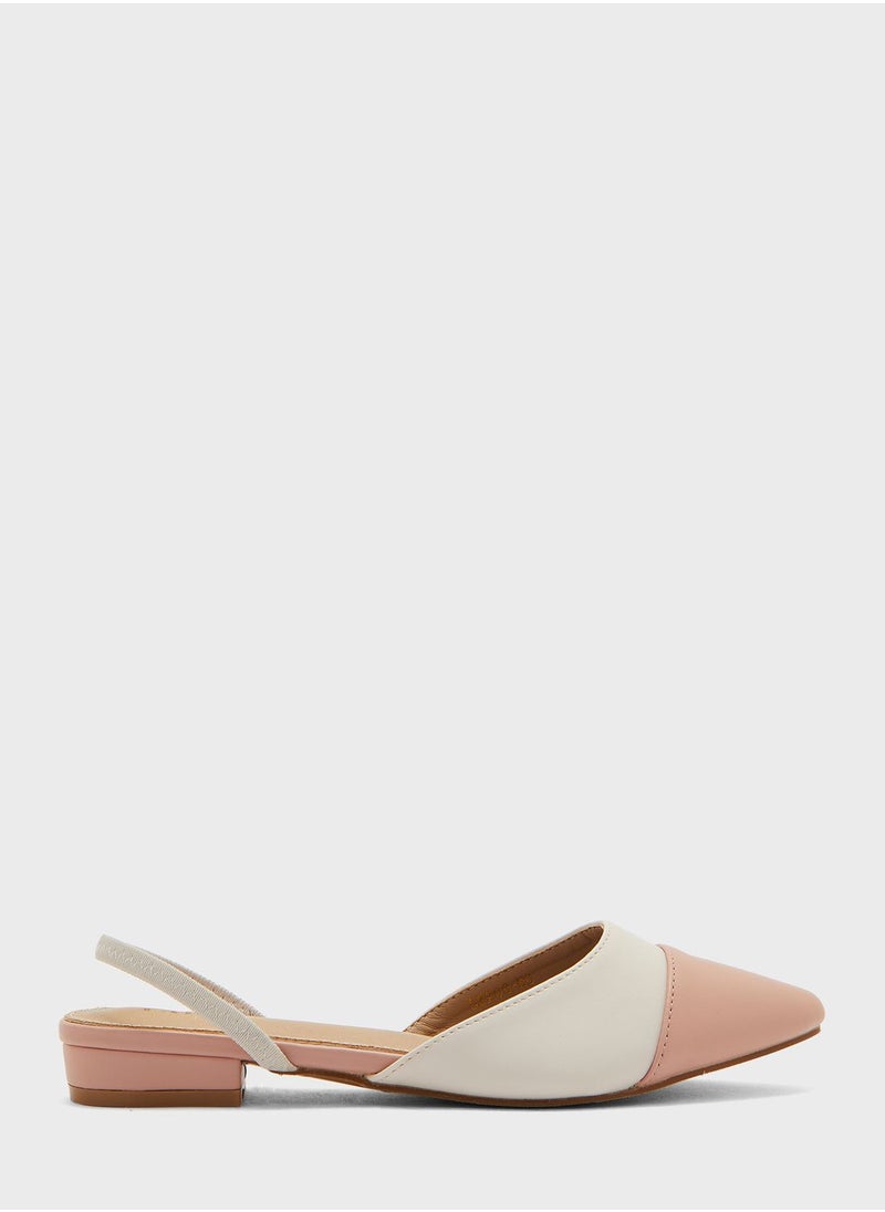 ELLA - Colour Block Strap Pointed Flat Shoe - Image 1