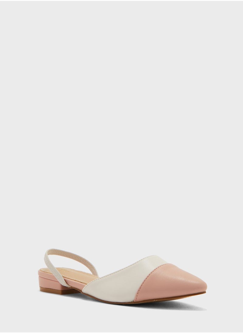 ELLA - Colour Block Strap Pointed Flat Shoe - Image 1