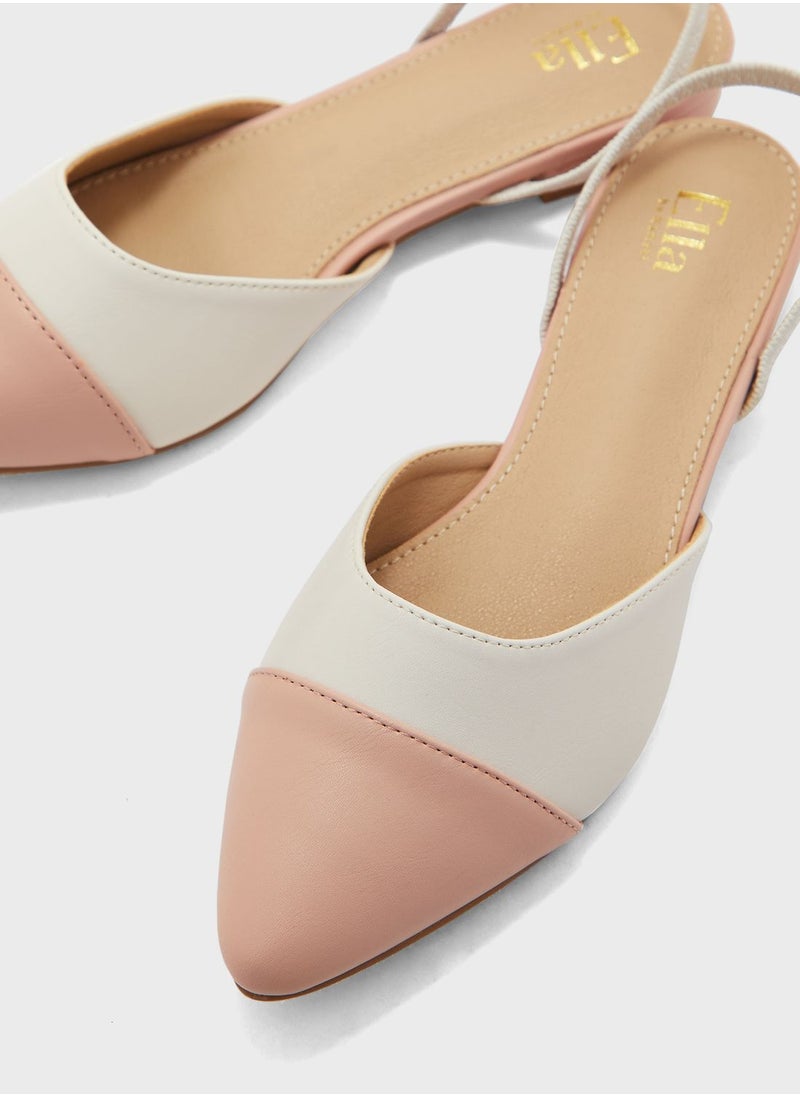 ELLA - Colour Block Strap Pointed Flat Shoe - Image 1