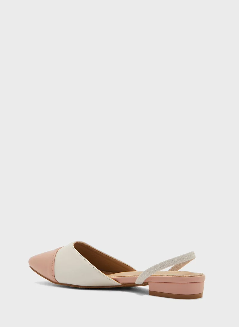 ELLA Colour Block Strap Pointed Flat Shoe