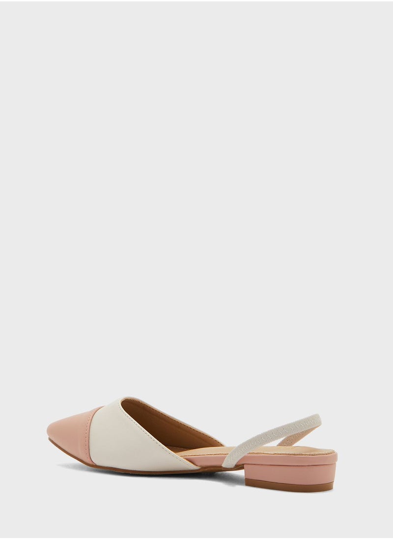 ELLA - Colour Block Strap Pointed Flat Shoe - Image 1