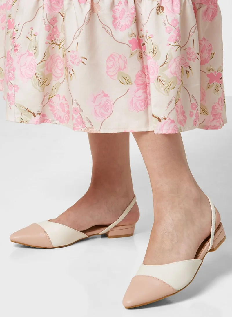 ELLA Colour Block Strap Pointed Flat Shoe