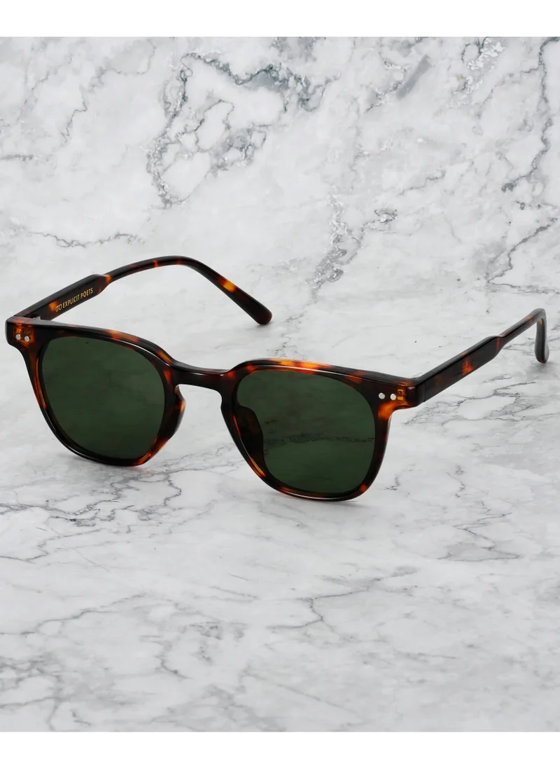 الشعراء الصريحون Explicit Poets Unisex ROGER Tortoise - Green Stylish Sunglasses, 7EP7