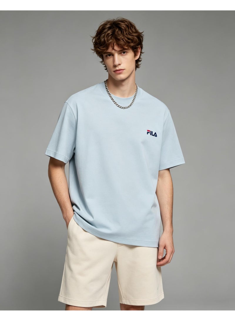 FILA classic round neck short sleeve loose shoulder cotton unisex T-shirt casual Joker top - Image 4