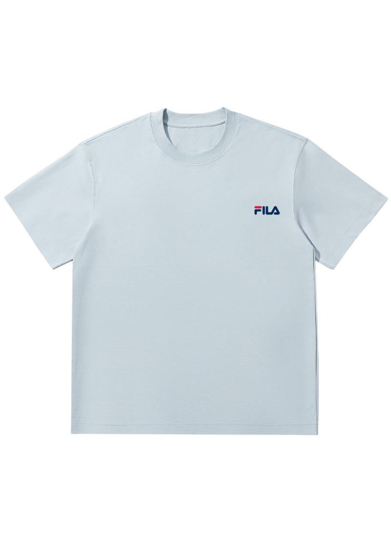 FILA classic round neck short sleeve loose shoulder cotton unisex T-shirt casual Joker top - Image 3