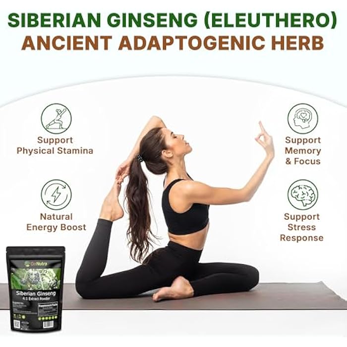 Go Nutra Siberian Ginseng - Eleuthero Root Powder | 4:1 Extract 4X Times Stronger | Supports Energy & Stamina | Natural & Adaptogenic | Eleutherococcus Senticosus | Non-GMO | 4 Ounce - Image 3
