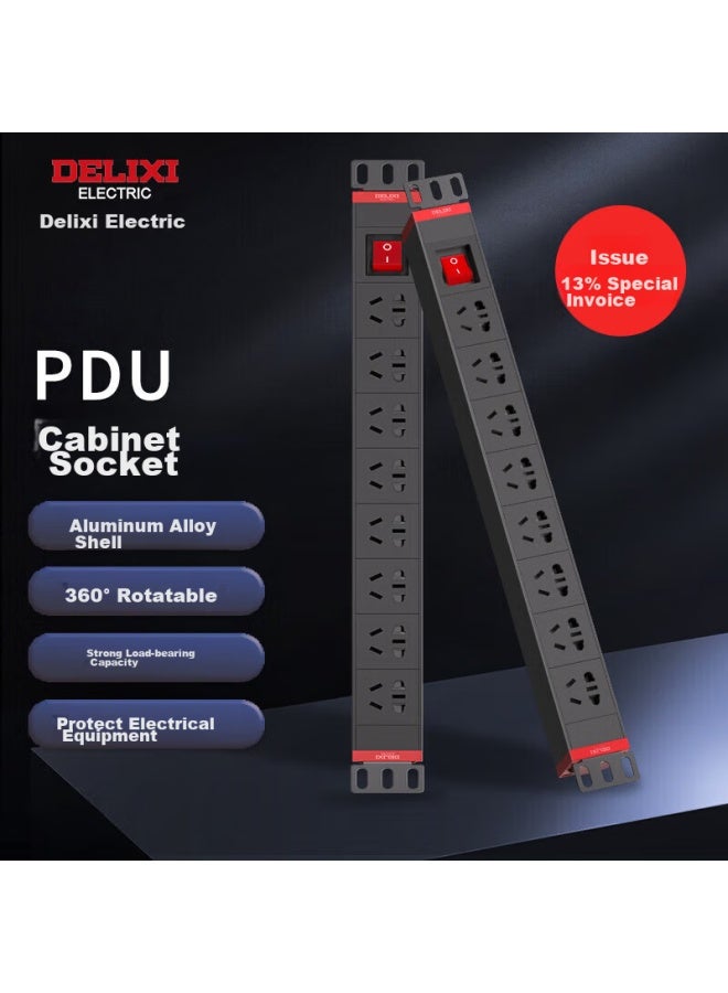 Delixi Pdu Cabinet Desktop Gaming Power Strip/extension Cord/power Bar/power Strip/power Board/extension Board, 8 Outlets With Master Switch, 1.8 Meters Long - Image 5