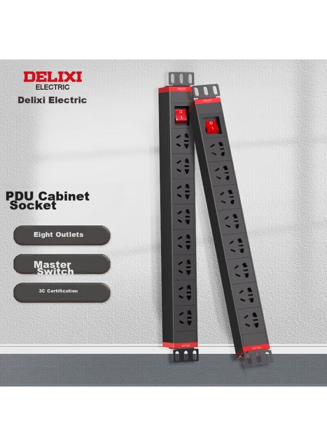 Delixi Pdu Cabinet Desktop Gaming Power Strip/extension Cord/power Bar/power Strip/power Board/extension Board, 8 Outlets With Master Switch, 1.8 Meters Long - Image 2
