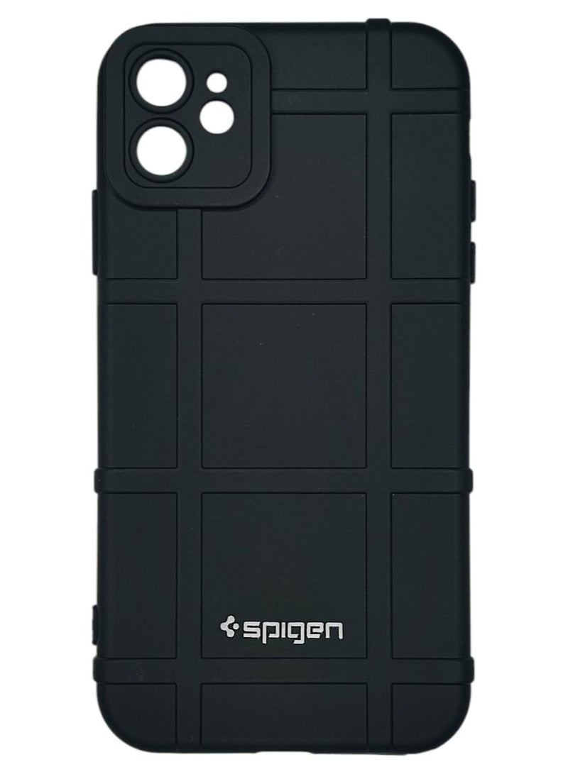 سبايجن جراب سيليكون و حامي للكاميرا لهاتف IPhone 11 - أسود