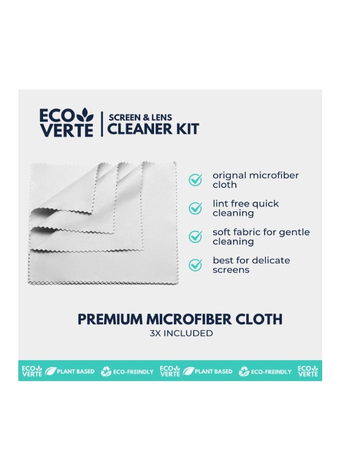 EcoVerte Screen Cleaner Spray and Microfiber Cleaning Cloth, 3-Pack (3x30ml) Best for Cleaning Laptop, iPad, LED TV, Smartphone (3X Screen Cleaner Spray, 3X Microfiber Cloth) - Image 4