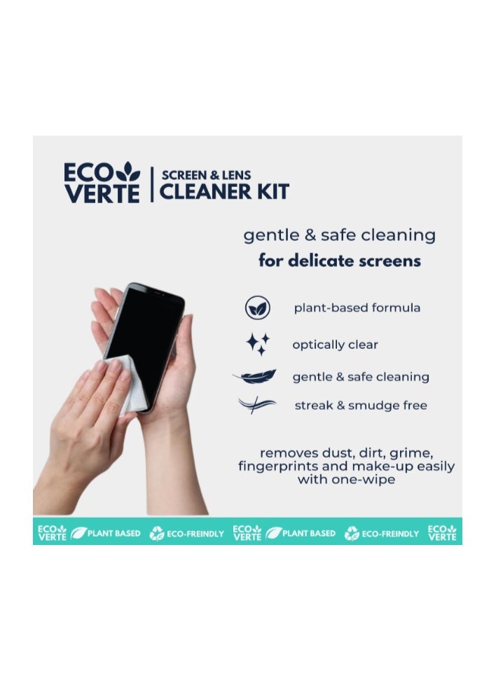 EcoVerte Screen Cleaner Spray and Microfiber Cleaning Cloth, 3-Pack (3x30ml) Best for Cleaning Laptop, iPad, LED TV, Smartphone (3X Screen Cleaner Spray, 3X Microfiber Cloth) - Image 2