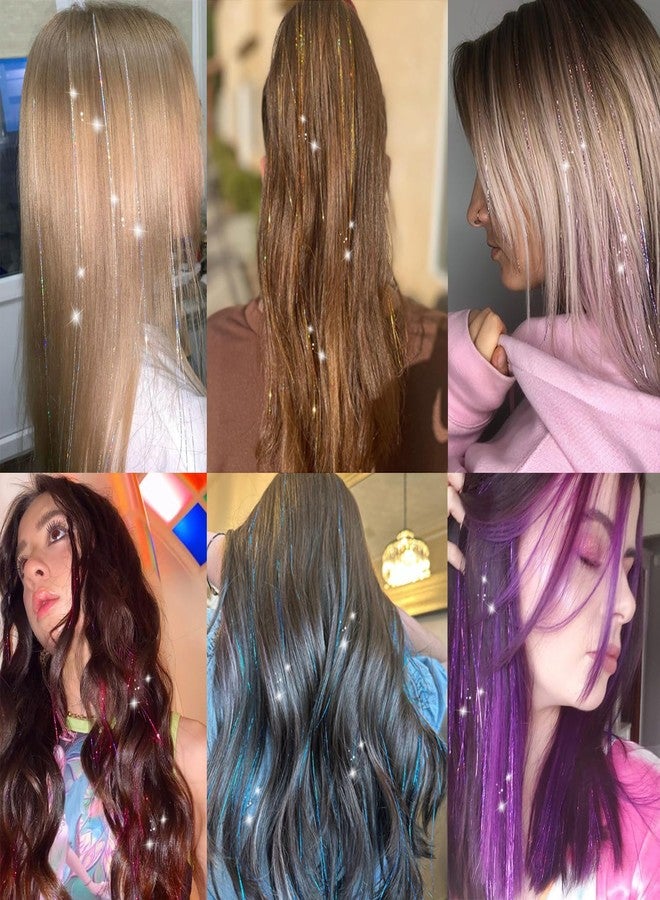 squishy 12Pcs Tinsel Hair Extensions Glitter, Hair Tinsel, Hair Extensions, Rainbow Color Clip-In Strands for Parties and Festivals - Image 5