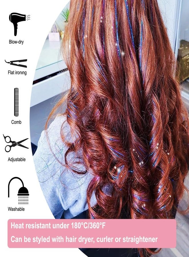 squishy 12Pcs Tinsel Hair Extensions Glitter, Hair Tinsel, Hair Extensions, Rainbow Color Clip-In Strands for Parties and Festivals - Image 4