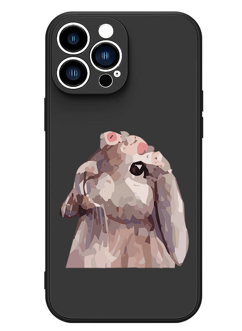 Theodor Protective Slim Fit Case Liquid Silicone Cover with Full Body Protection Anti-Scratch Shockproof Case For iPhone 12 Pro Max Black  - Rabbit - Image 1