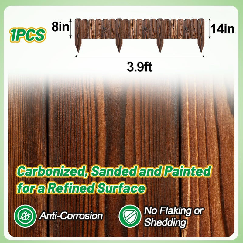 Alphatool Rustic Pine Wood Landscape Edging - 3.9ft L x 8in H Garden Fence Border, Easy to Install Sturdy Wooden Planter Fencing for Yard Flower Bed Lawns Pathway Tree - Image 5