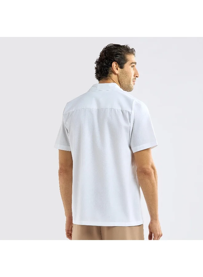 Splash FAV Regular Fit Palm Tree Print Shirt with Short Sleeves and Pockets