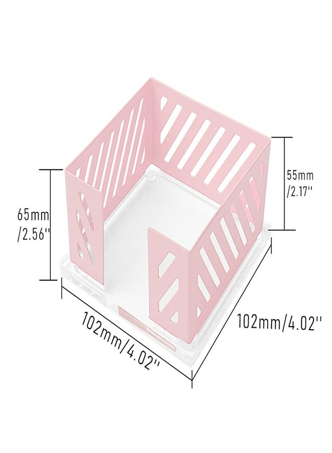 Mogoostry Office Memo Holders Notepad Holder 3.5 x 3.5Inch Memo Pad Cube Dispenser Acrylic Base Pink Metal Mesh Sticky Note Holder for Desk Home Office Supplies… - Image 2
