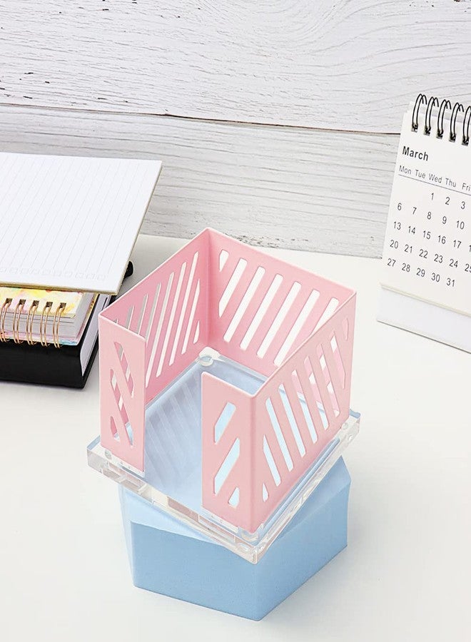 Mogoostry Office Memo Holders Notepad Holder 3.5 x 3.5Inch Memo Pad Cube Dispenser Acrylic Base Pink Metal Mesh Sticky Note Holder for Desk Home Office Supplies… - Image 5
