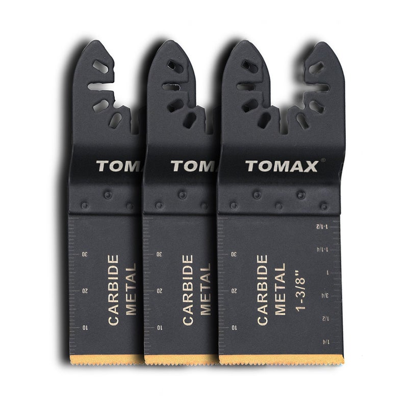 TOMAX 3 PCS Carbide Teeth Oscillating Multitool Quick Release Oscillating Saw Blades Fits Fein Multimaster, Porter Cable, Black&Decker, Bosch Craftsman, Ridgid, Makita, Milwaukee, Dewalt, and More - Image 4
