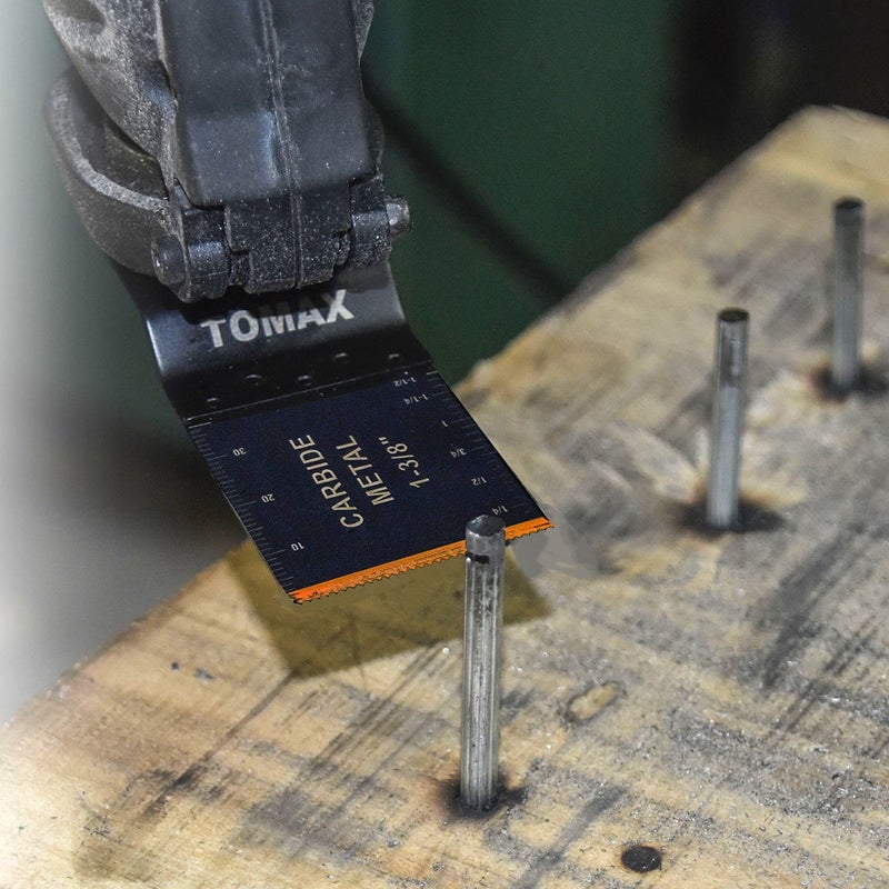 TOMAX 3 PCS Carbide Teeth Oscillating Multitool Quick Release Oscillating Saw Blades Fits Fein Multimaster, Porter Cable, Black&Decker, Bosch Craftsman, Ridgid, Makita, Milwaukee, Dewalt, and More - Image 2