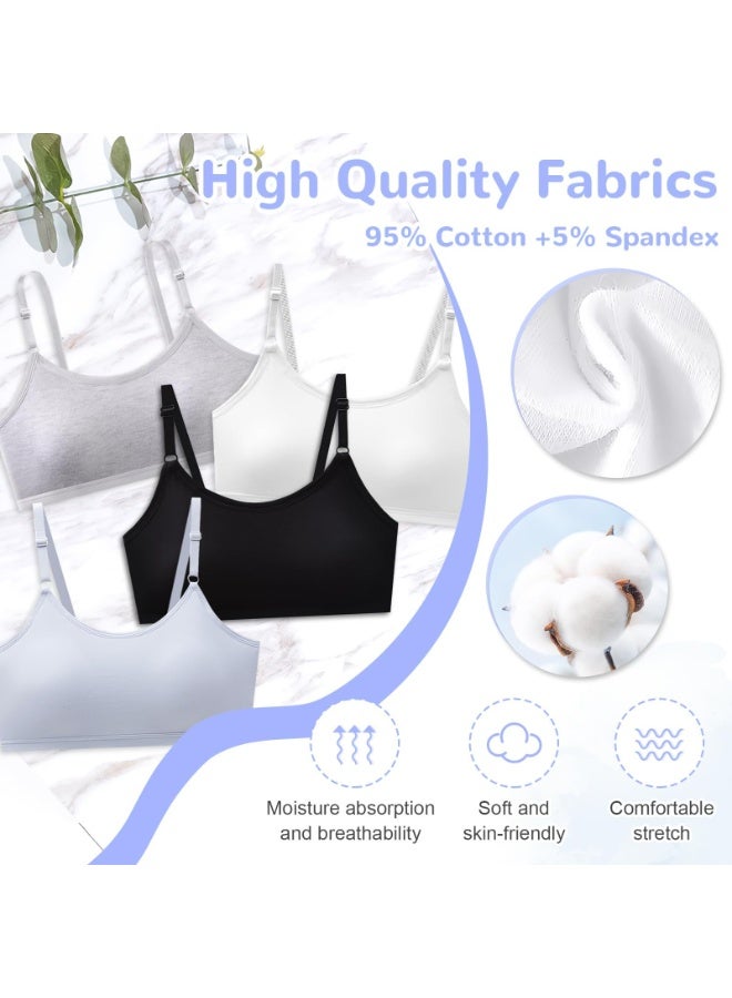 PAWSONIFY 4 Pack Sports Bras for Girls - Cotton Training Crop Bras with Fixed Bust Pads & Adjustable Straps, Teenage Girls Underwear Crop Tops for Ages 13-18, Soft Sports Training Bras - Image 2