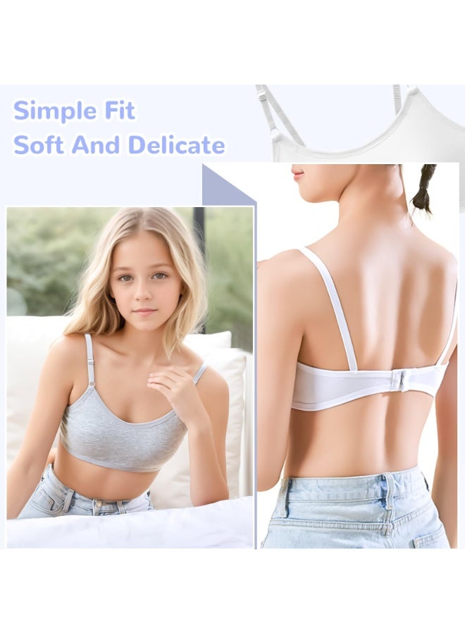 PAWSONIFY 4 Pack Sports Bras for Girls - Cotton Training Crop Bras with Fixed Bust Pads & Adjustable Straps, Teenage Girls Underwear Crop Tops for Ages 13-18, Soft Sports Training Bras - Image 3