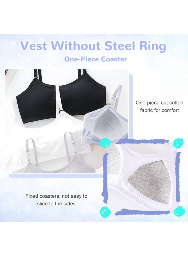 PAWSONIFY 4 Pack Sports Bras for Girls - Cotton Training Crop Bras with Fixed Bust Pads & Adjustable Straps, Teenage Girls Underwear Crop Tops for Ages 13-18, Soft Sports Training Bras - Image 5