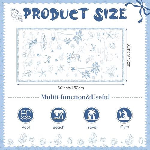 Gilprop 4 Pcs Last Toast on The Coast Bachelorette Beach Towels 60 x 30 Inches Blue Bow Starfish Seashell Coastal Towels for Wedding Bridal Shower Bachelorette Bridesmaid Party Favor - Image 3