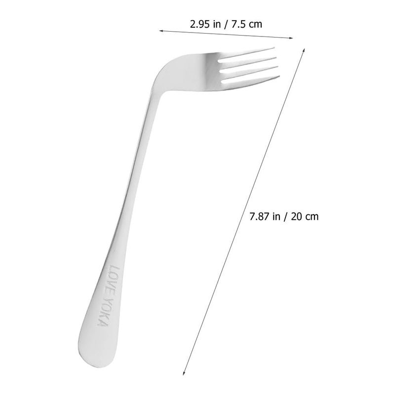 Stainless Steel Offset Spoon Fork For Left Handed Self Feeding Cutlery - Image 3