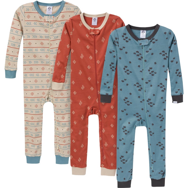 Gerber Baby-Boys 3-Pack Snug Fit Footless One-Piece Cotton Pajamas, Buffalo, 18 Months - Image 1