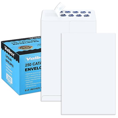 ValBox 6x9 Self Seal Security Catalog Envelopes 250 Count Small White Envelopes for Mailing, Storage and Organizing - Image 1