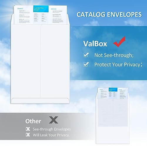 ValBox 6x9 Self Seal Security Catalog Envelopes 250 Count Small White Envelopes for Mailing, Storage and Organizing - Image 5