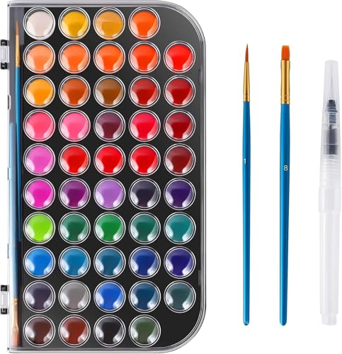 Blablaovy Watercolor Paint 48 Colors Washable Watercolor Paint Set with a Brush a Refillable Water Brush Pen and Palette Nontoxic Water Color Paints Sets for Kids Adults Artists Children Students Beginner - Image 1