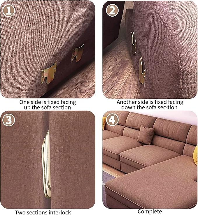 Aakash Decor 4 Pcs Gold L Shape Jointer Sofa Connectors Furniture Bracket Metal Sofa Interlocking Sofa Bracket with Mounting Screws - Image 5