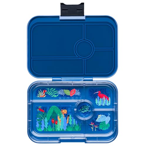 Yumbox Tapas Leakproof Bento Lunch Box: 4.2 Cups Larger 5-Compartment Design in Monte Carlo Blue with Jungle Tray- for Adults and Bigger Kids - Image 1