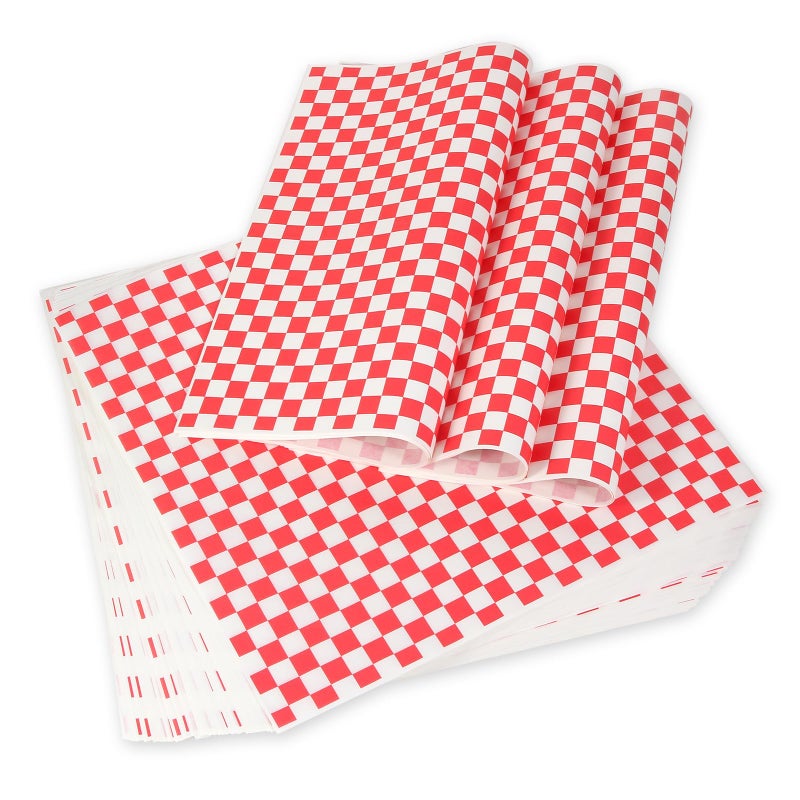 JIRNGLA 100pcs Deli Paper Sheets 12x12", Premium Food Basket Liners, Grease Resistant Wax Paper Sheets for Food, Classic Checkered Sandwich Wrapping Paper for Party, Festival and Outdoors, JIRNGLA - Image 1