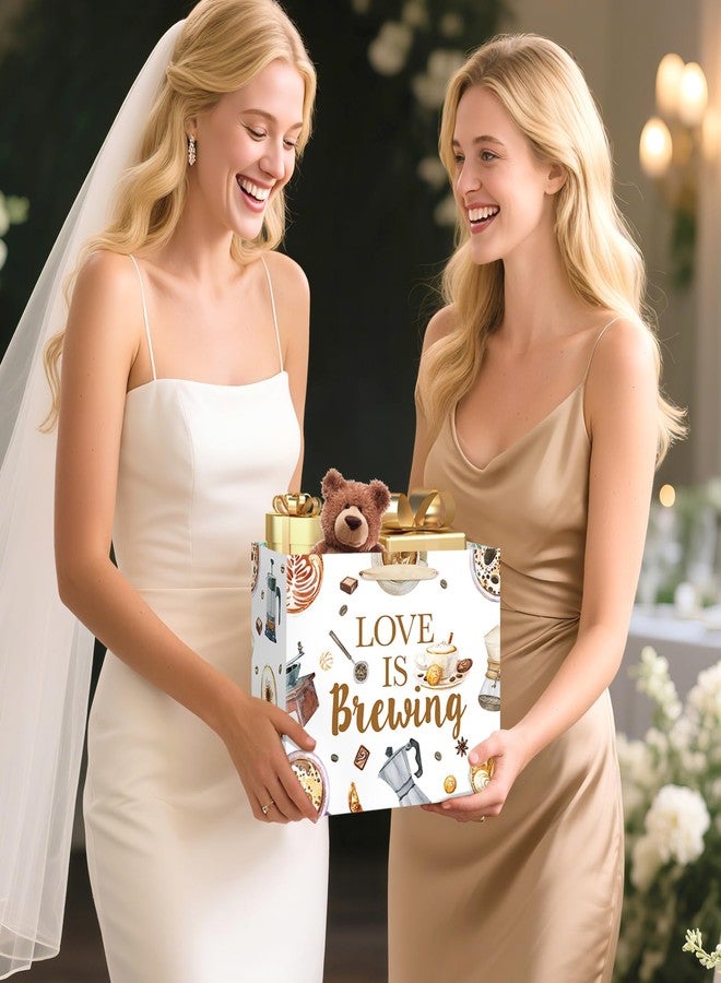 LUUFILx Coffee Bridal Gift Bag Coffee Bridal Shower Decorations Love Is Brewing Wrapping Paper Bags for Girls Women Cafe Bar Theme Bachelorette Bridal Shower Wedding Shower Party Supplies - Image 5
